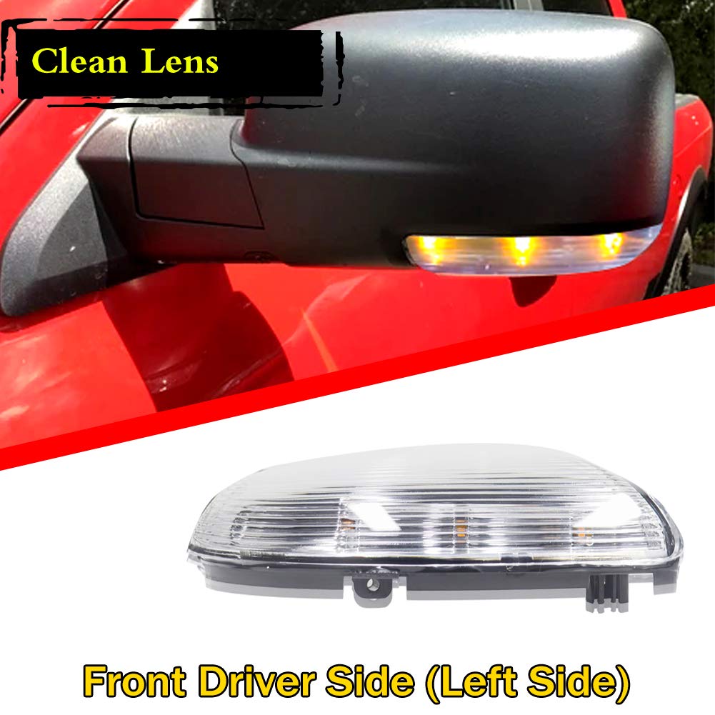 Dodge Ram 1500/2500 Left Side Mirror Turn Signal Light Replacement - Compatible with 2009-2013 Ram 1500 & 2010-2013 Ram 2500 (Part #68064949AA) - LED Driver Side Mirror Indicator for Enhanced Safety & Style