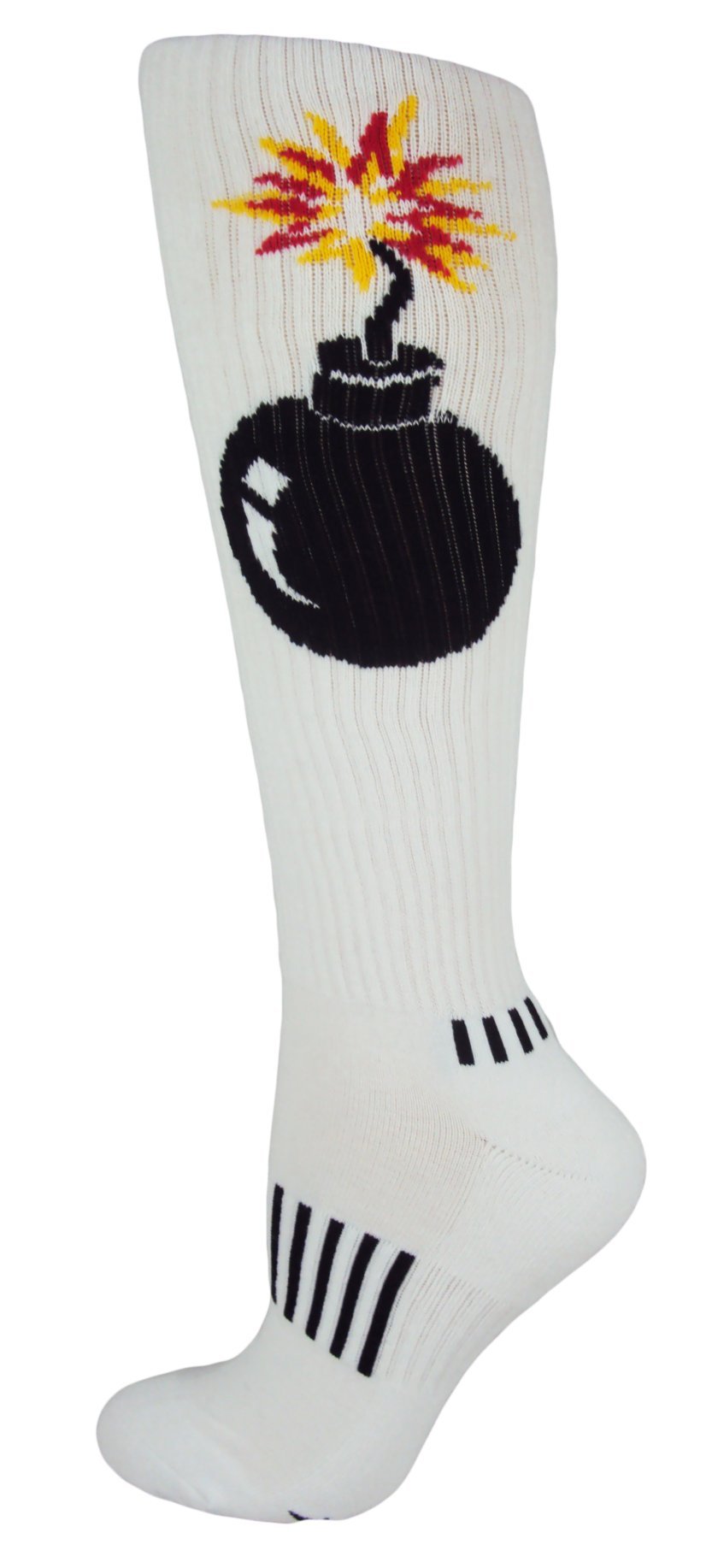 Youth The Bomb in White Knee-High Soccer Socks - Breathable Football Socks for Boys & Girls - Perfect for Soccer Matches, Training & Sports Activities