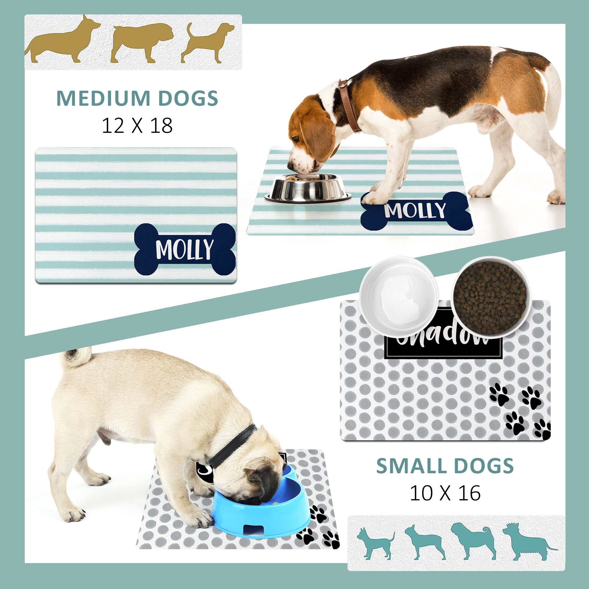 Personalized Waterproof Non-Slip Pet Feeding Mat with Raised Edges - Perfect for Cat & Dog Food Bowls, Water Dishes - Durable Grey Leopard Design (12x18 Inch) - Ideal for Messy Eaters & Easy Cleanup in Kitchen or Pet Area
