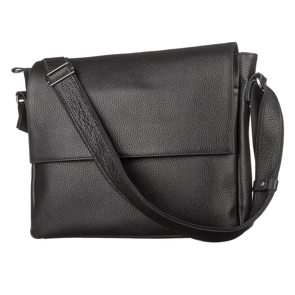 Premium Genuine Leather Messenger Bag for Men - Stylish & Durable Crossbody Shoulder Bag - Perfect for Work, Travel & Daily Commute - Black (Model 11043)
