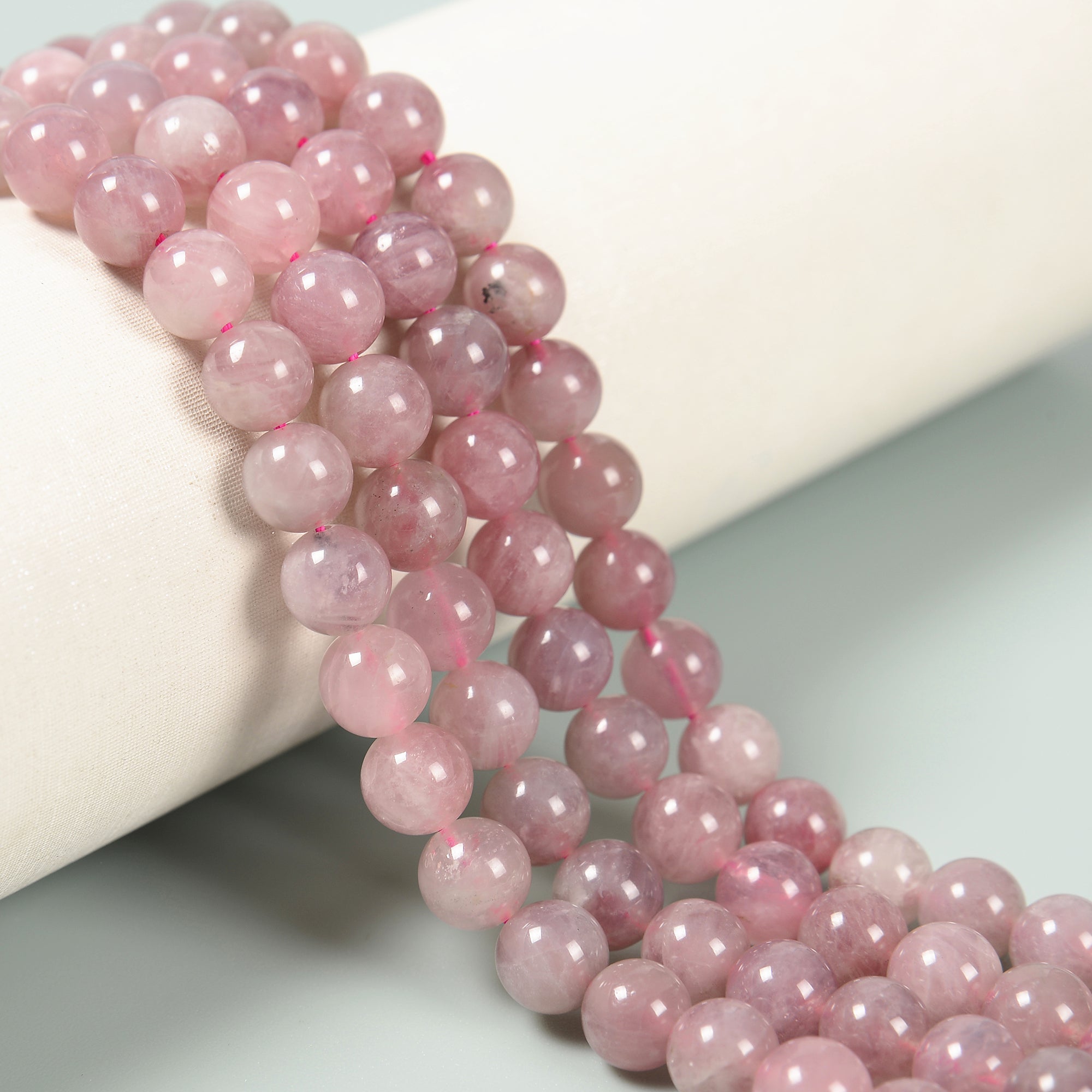 Madagascar Rose Quartz Beads - Smooth Round 6mm 8mm 10mm 12mm Gemstone Beads - 15.5 Inch Strand for Jewelry Making, DIY Bracelets & Necklaces - Healing Crystal for Love & Positive Energy