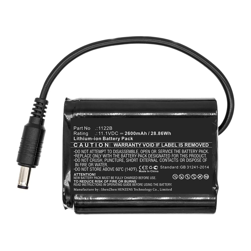 Synergy Digital Li-ion 11.1V 2600mAh Replacement Battery for Venture Heat 1122B Thermal Electric Heated Clothing - Perfect for Outdoor Winter Sports, Hunting & Cold Weather Activities