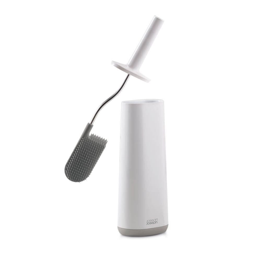 Joseph Joseph Flex Toilet Brush - Grey | Flexible Head for Hard-to-Reach Areas | Hygienic Bathroom Cleaning Tool for Home & Office Use