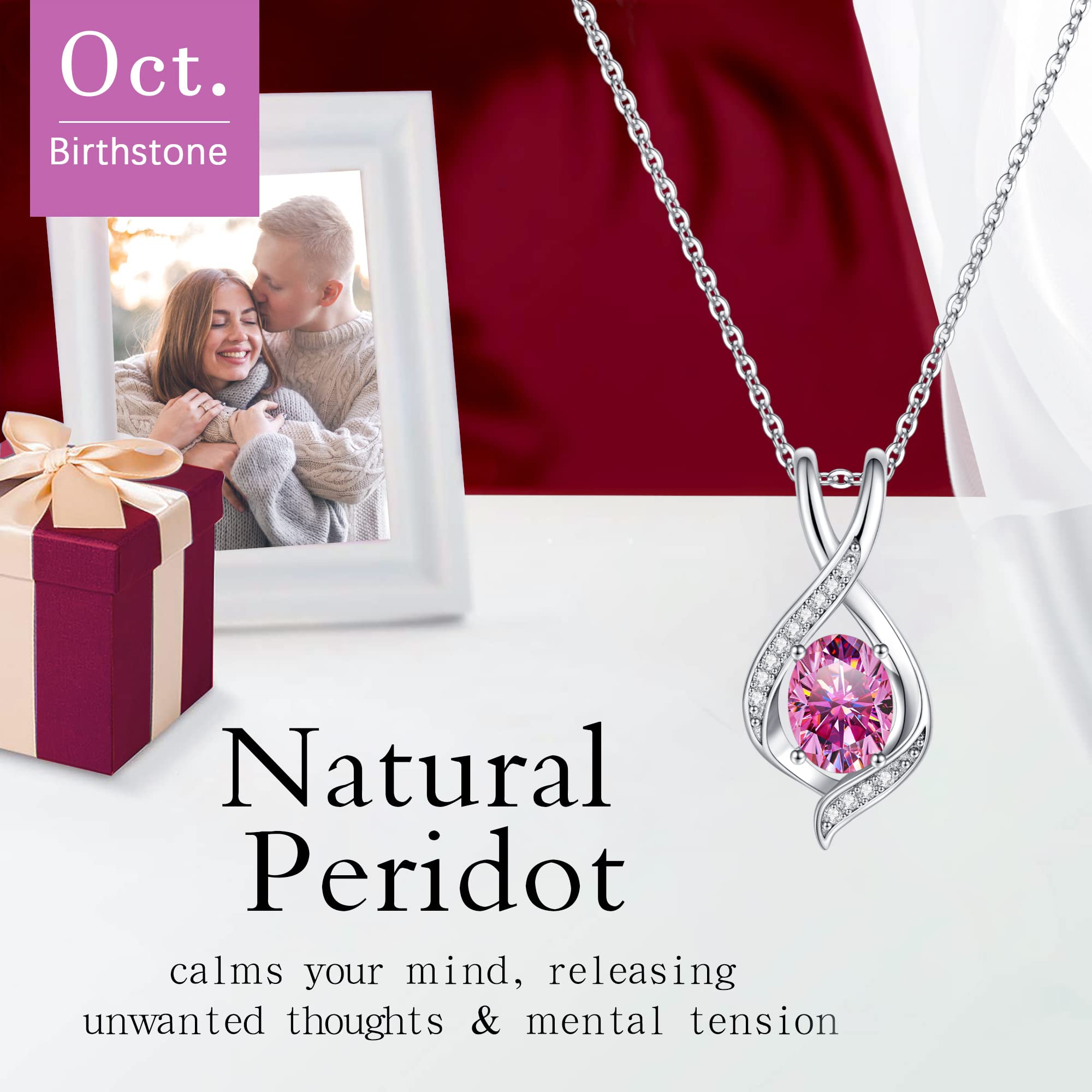 SMILEST Oval Sparkle Birthstone Pendant Necklace - 925 Sterling Silver Gemstone Jewelry for Women, Wife, Girlfriend, Mom & Grandma | Perfect Anniversary, Birthday & Mother's Day Gift | Elegant Everyday Wear & Special Occasion Jewelry
