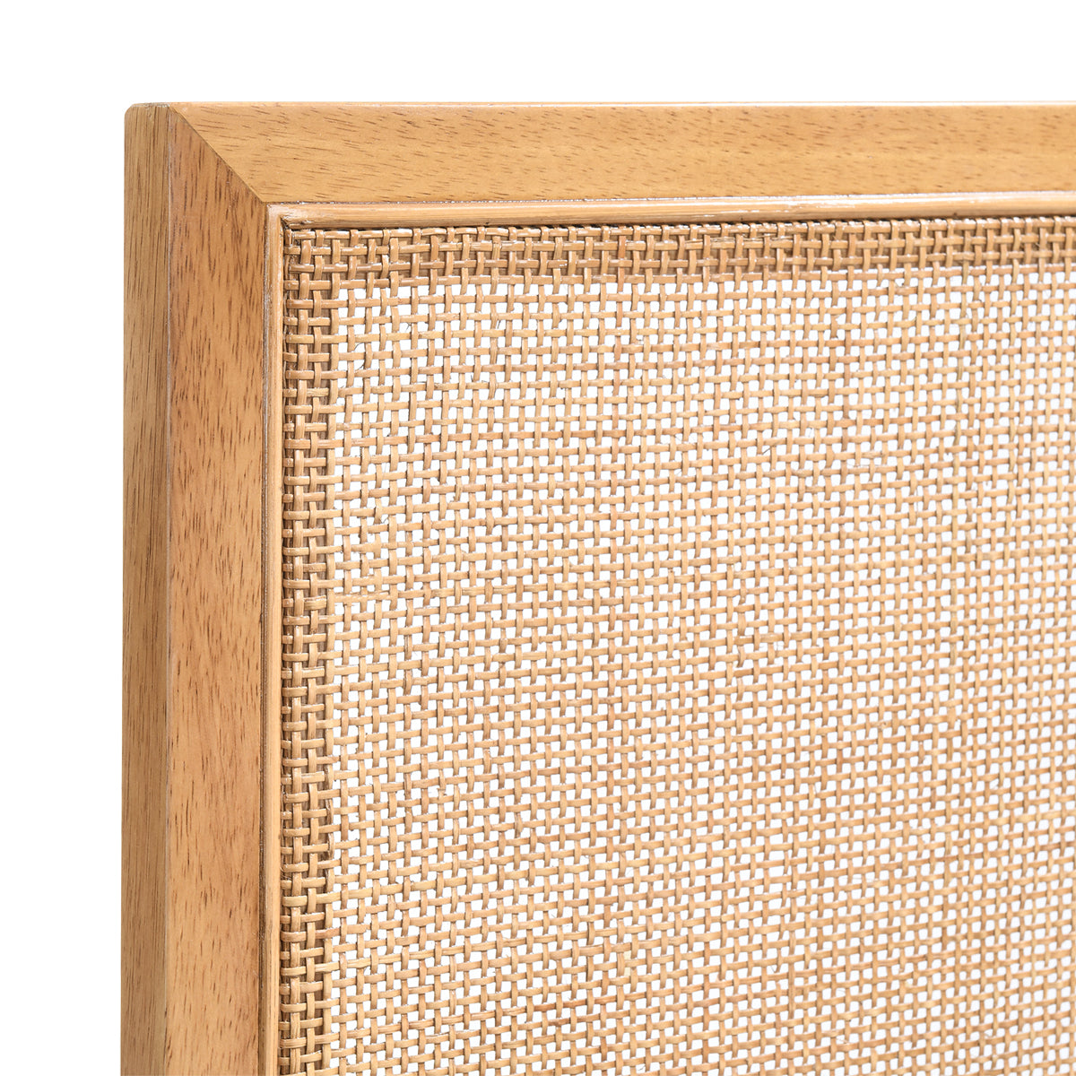 Kayla Rattan Solid Queen Bed Frame - Natural Oak Finish | Stylish Boho Bedroom Furniture for Cozy Home Decor
