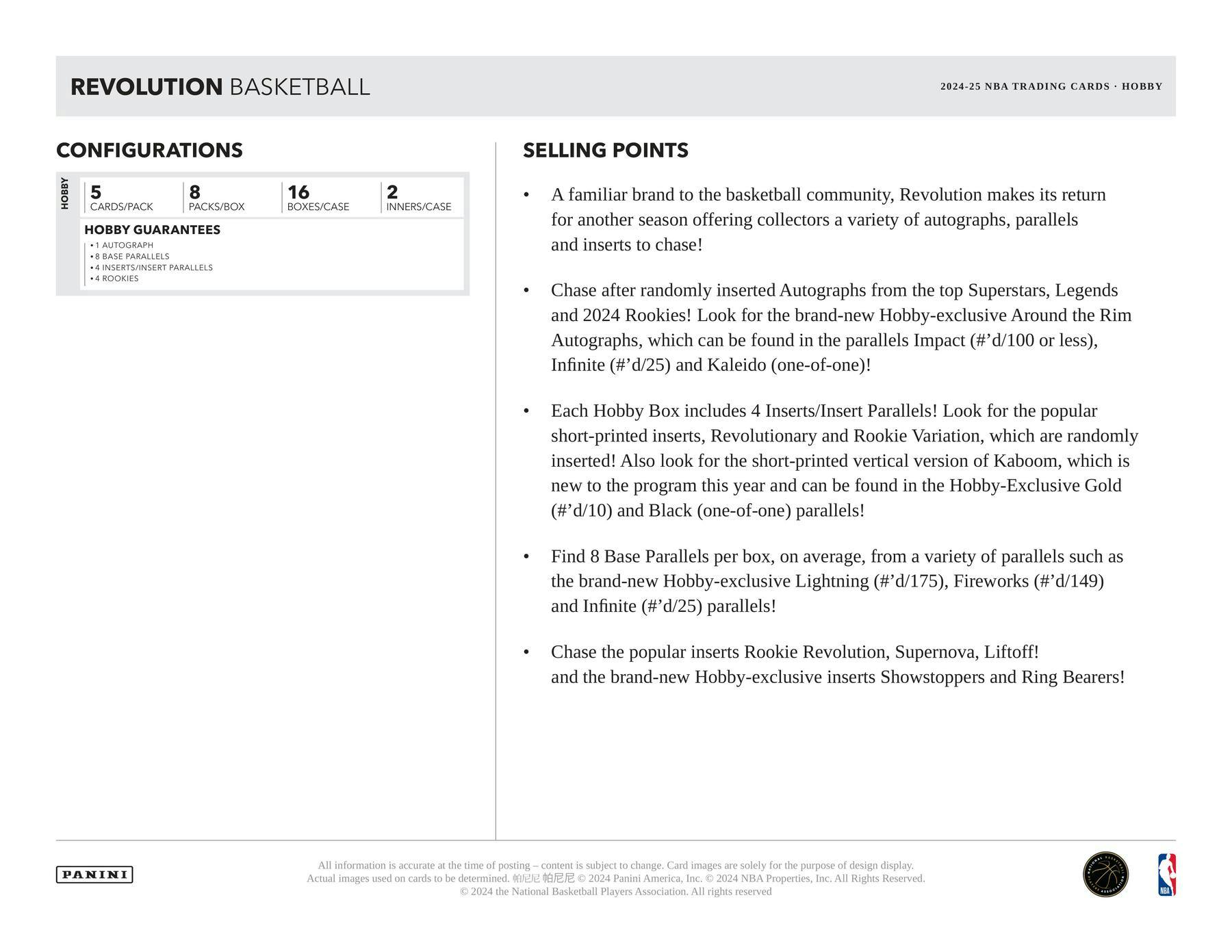 2024-2025 Panini Revolution Basketball Hobby Box - 24 Packs with Autographs & Memorabilia Cards - Collectible NBA Trading Cards for Fans & Investors - Perfect for Card Shows, Gifts, and Investment Portfolios