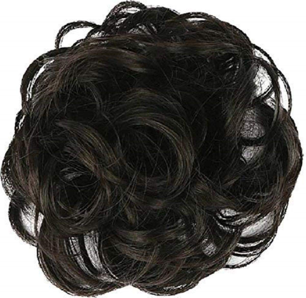 SIYAA Black Elastic Rubber Band Juda Hair Extensions for Women & Girls - 2-Pack Set | Perfect for Braids, Ponytails & Hairstyling