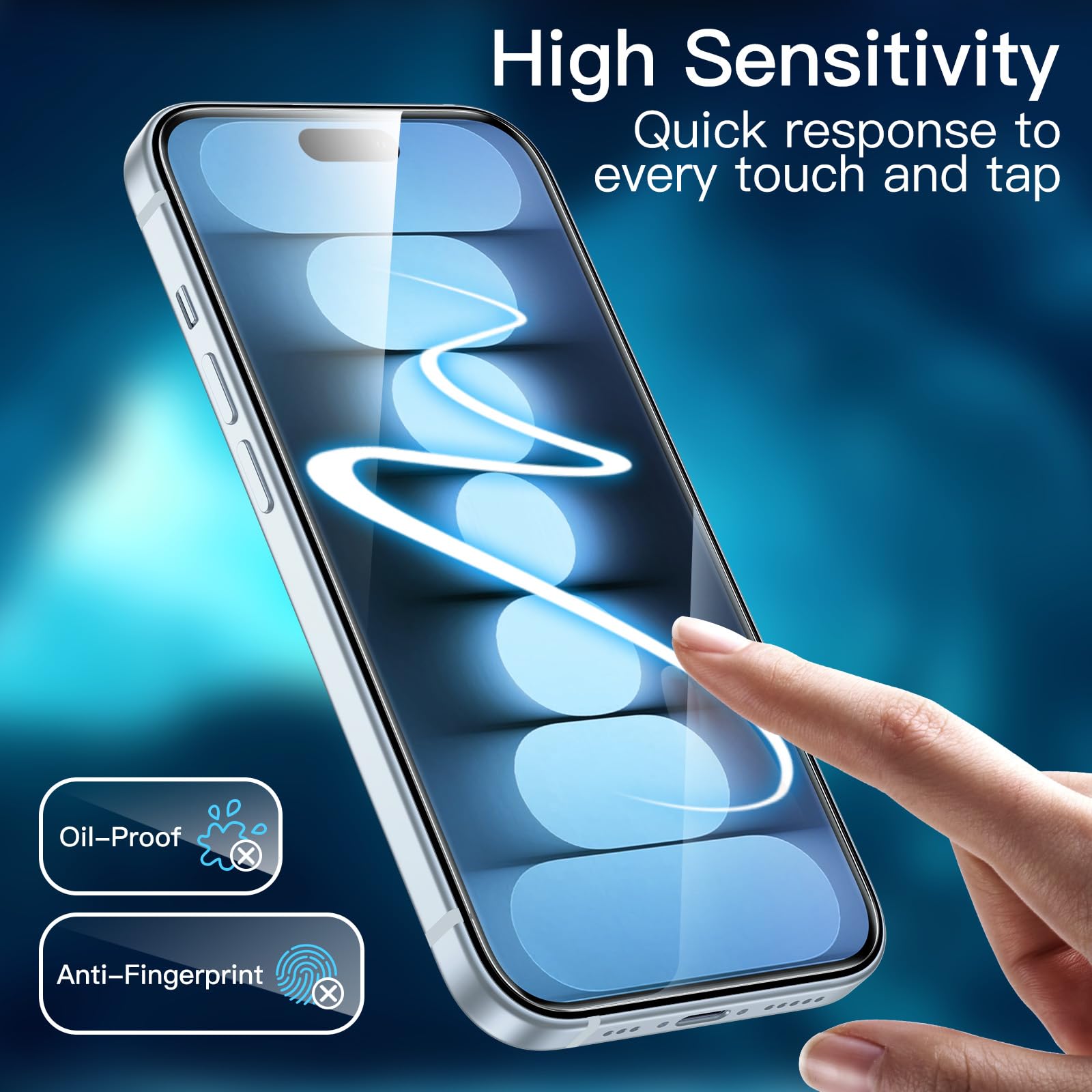 JETech Tempered Glass Screen Protector for iPhone 15 Plus 6.7-Inch - 2 Pack, Bubble-Free, HD Clear, Easy Installation Tool, Case-Friendly - Perfect for Everyday Protection & Gaming