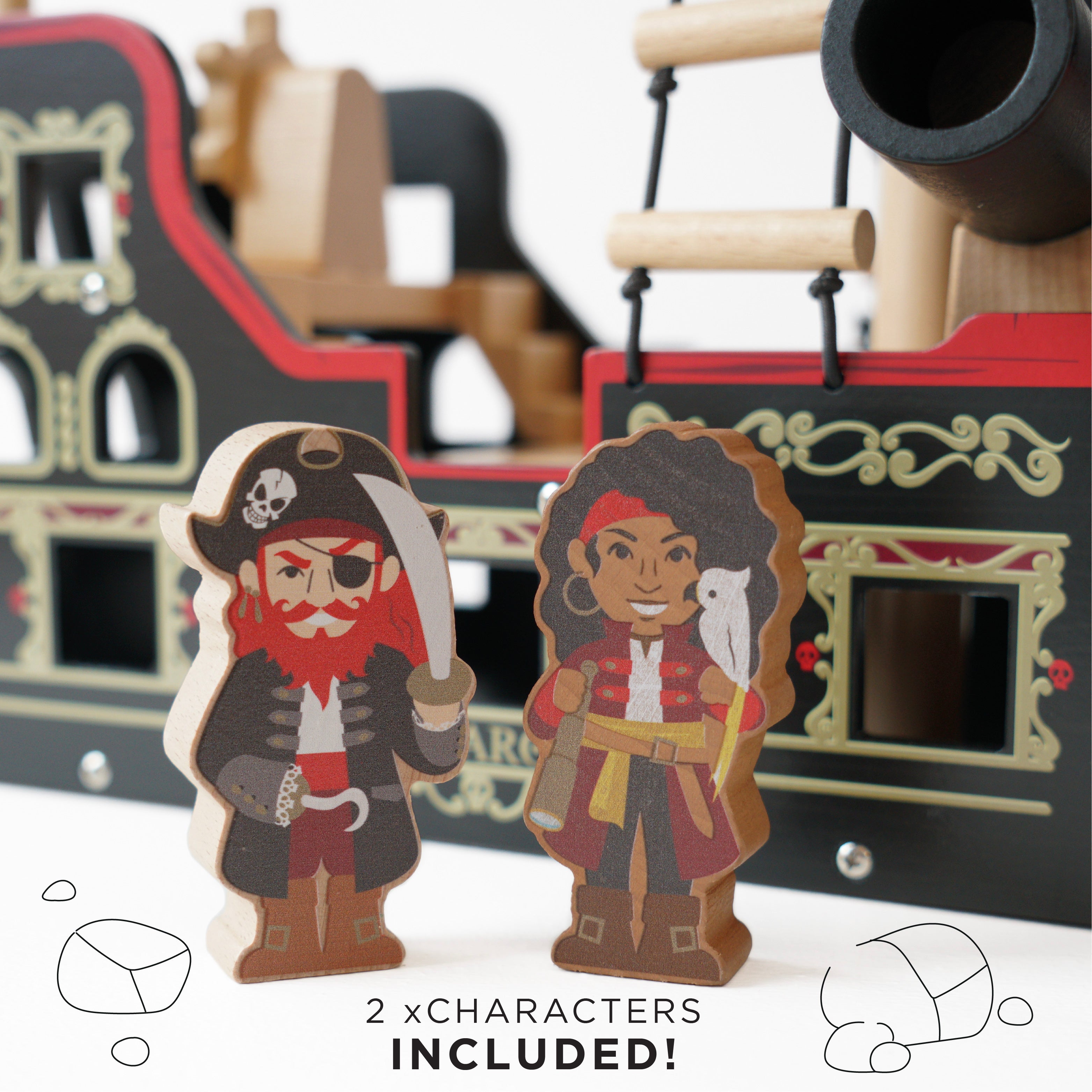 Barbarossa Pirate Ship Toy - Classic Wooden Pirate Ship Playset for Kids, Perfect for Imaginative Play & Adventure Storytelling | Great Gift for Boys & Girls Ages 3+ | Ideal for Bedroom Decor, Playroom Centerpiece & Nautical Themed Parties