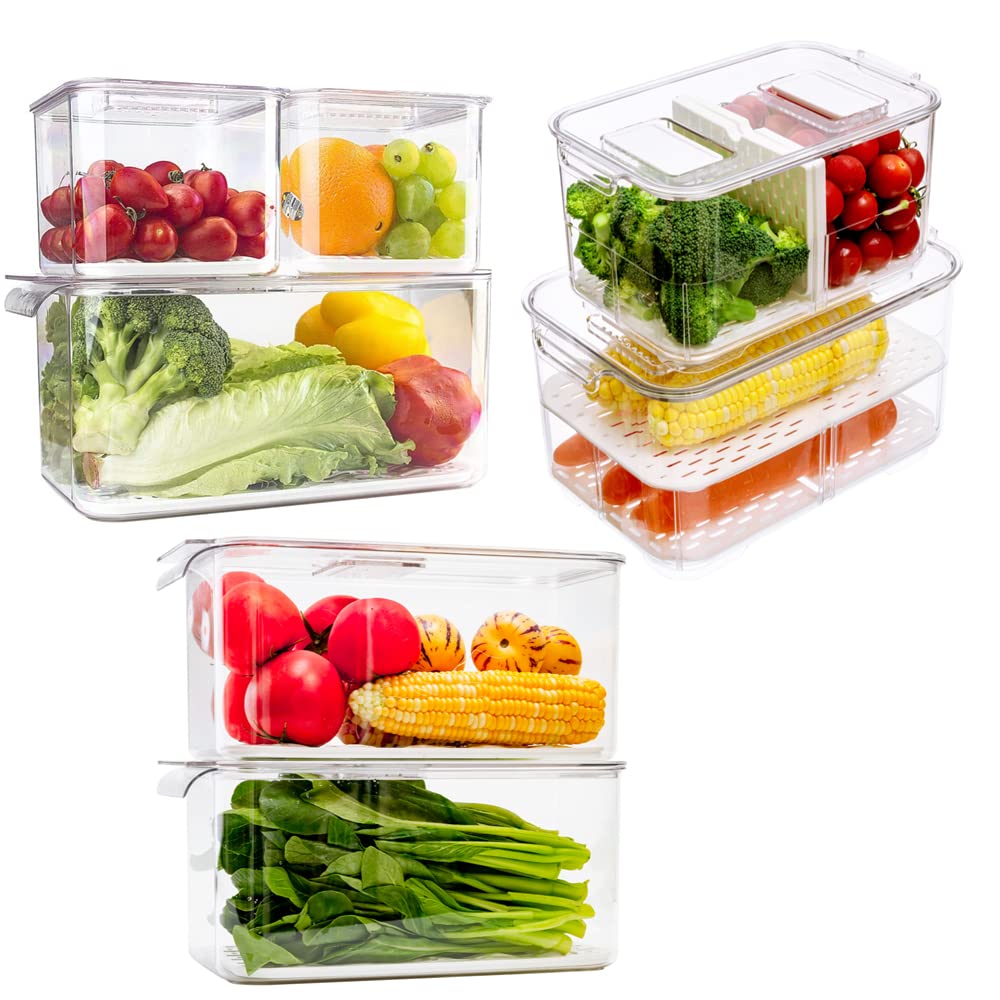 Large Airtight Food Storage Containers for Fridge - BPA Free Produce Keepers & Meal Prep Organizers | Perfect for Fresh Vegetables, Fruits, Leftovers & Bulk Food Storage