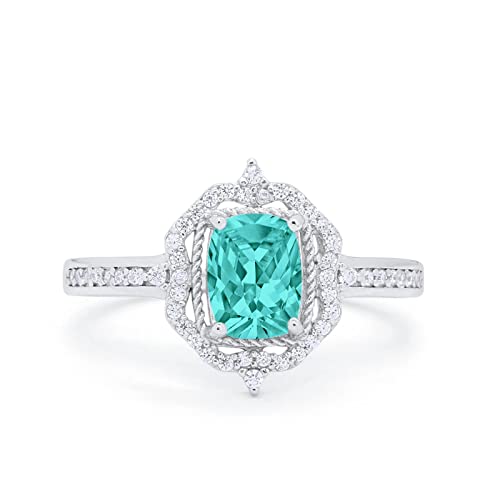 14K White Gold Simulated Paraiba Tourmaline CZ