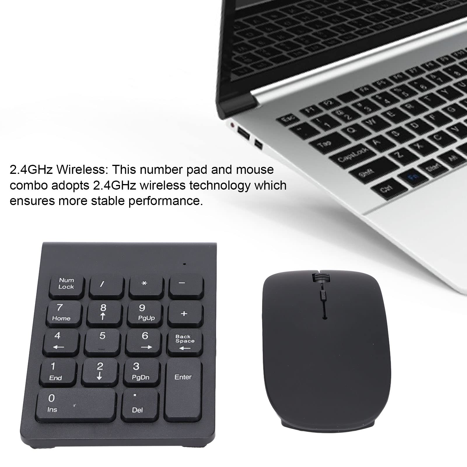 2.4GHz Wireless Keyboard and Mouse Combo - Ultra Slim Portable USB Rechargeable Numeric Keypad for Laptop, Desktop, PC - Perfect for Office, Home & Gaming Use