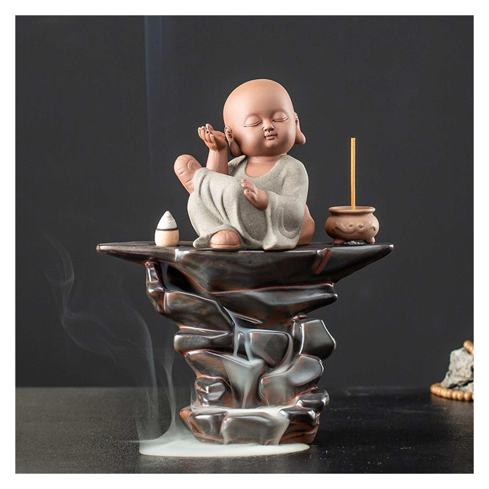 Ceramic Backflow Incense Burner - Zen Monk Design for Home Decor, Meditation & Aromatherapy | Perfect for Yoga, Tea Ceremony & Relaxation Spaces