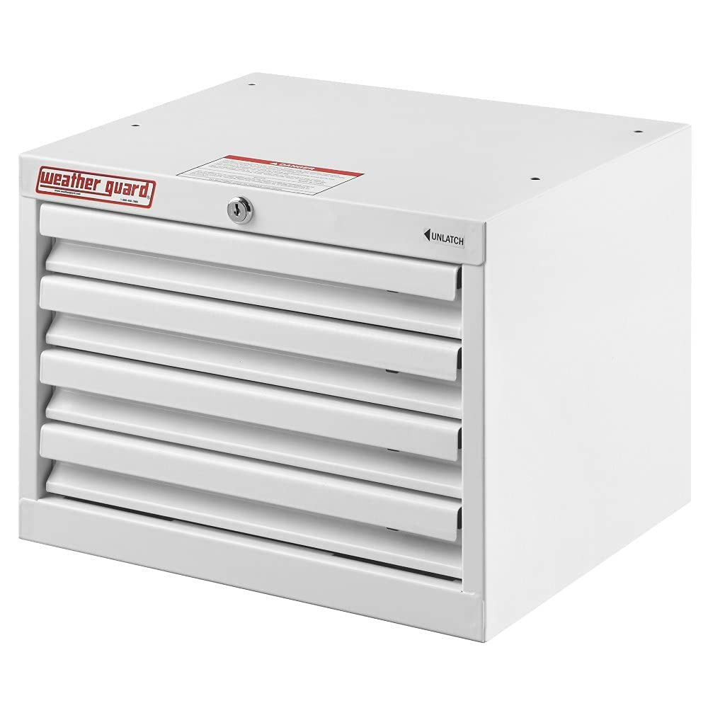 Weather Guard 9914302 4-Drawer Tall Storage Cabinet in White - Perfect for Garage, Workshop, Office & Home Organization
