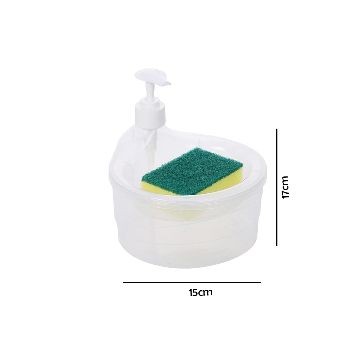 Divinezon Double Layer Soap Dispenser with Pump and Sponge Holder | 15x16x17cm | Multi-Color | Perfect for Kitchen, Bathroom, and Laundry Room Organization