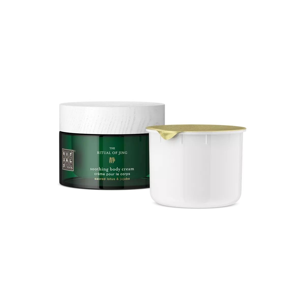 Rituals The Ritual of Jing Hydrating Body Cream & Refill Pack - 14.8 Fl Oz Luxury Moisturizer for Dry Skin - Perfect for Spa Day & Self-Care Routine