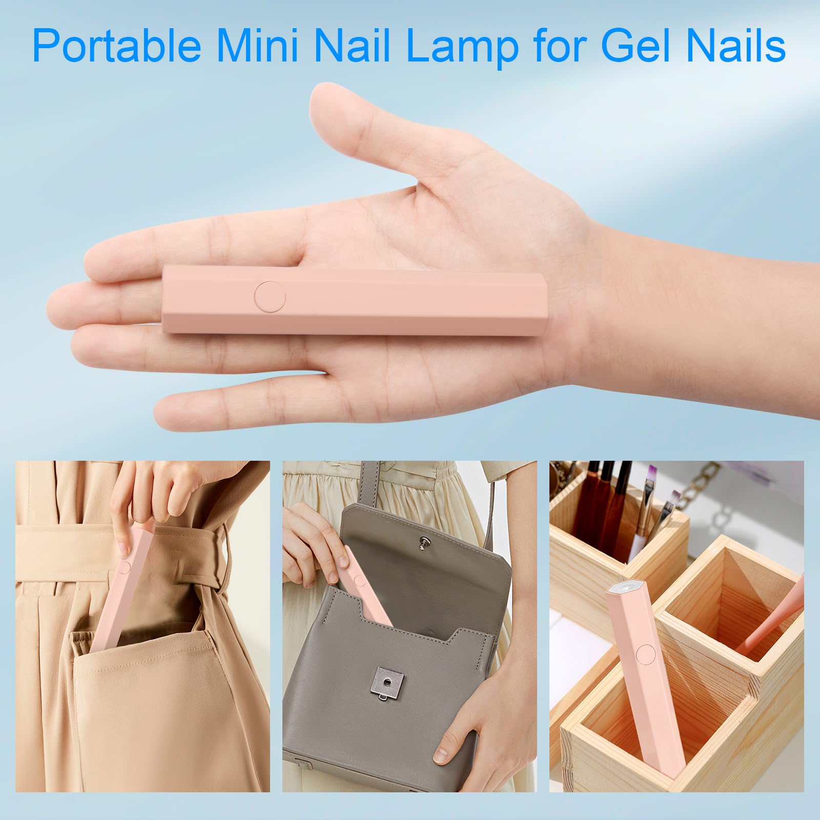 ANRUI Mini UV Nail Lamp for Gel Polish - Cordless Rechargeable Handheld UV Light for Fast Curing, Portable & Lightweight DIY Gel Nail Kit - Perfect for Home Manicures, Travel, Salon Use (Pink)