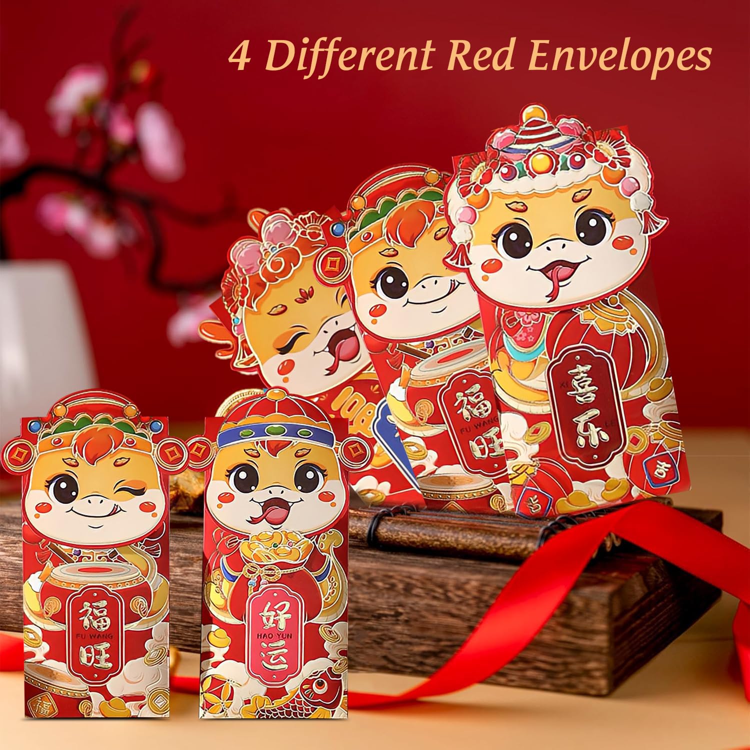 12 PCS Chinese New Year Red Envelopes 2025 - Year of The Snake Lucky Money Pockets | Traditional Hong Bao for Lunar New Year Gifts | Perfect for Spring Festival Blessings, Family Gatherings & Fortune Giving