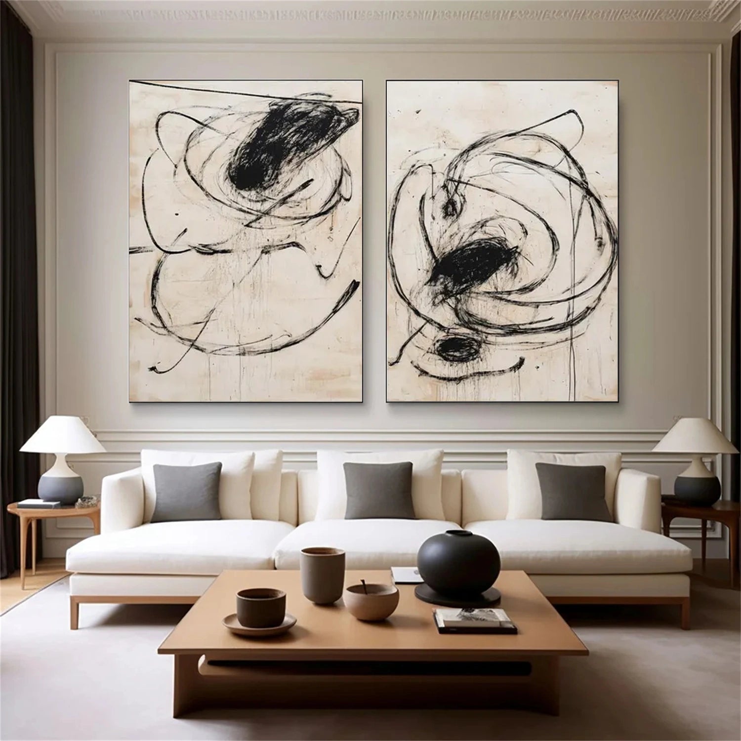 Abstract Tranquility Set of 2 Modern Canvas Wall Art - #WS305 - Perfect for Living Room, Bedroom & Office Decor