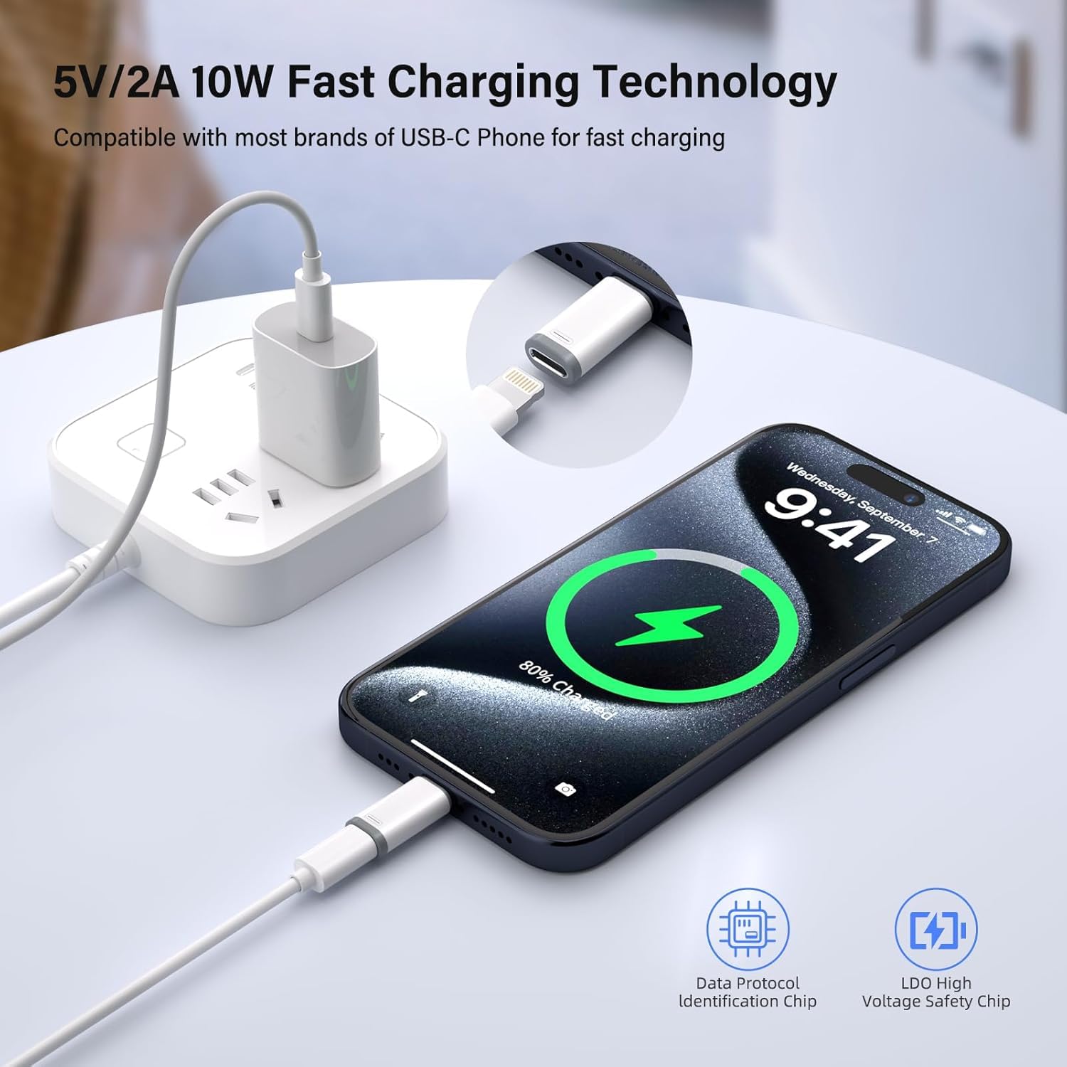 5-Pack USB C to Lightning Adapter for iPhone 16/15/14/13 - Fast Charging & Data Sync - Compatible with iPhone 16/15 Plus/Pro/Max, Galaxy S24/S23, Pixel 8/7/6, iPad Pro & MacBook Pro - Perfect for Travel, Office & Home Charging
