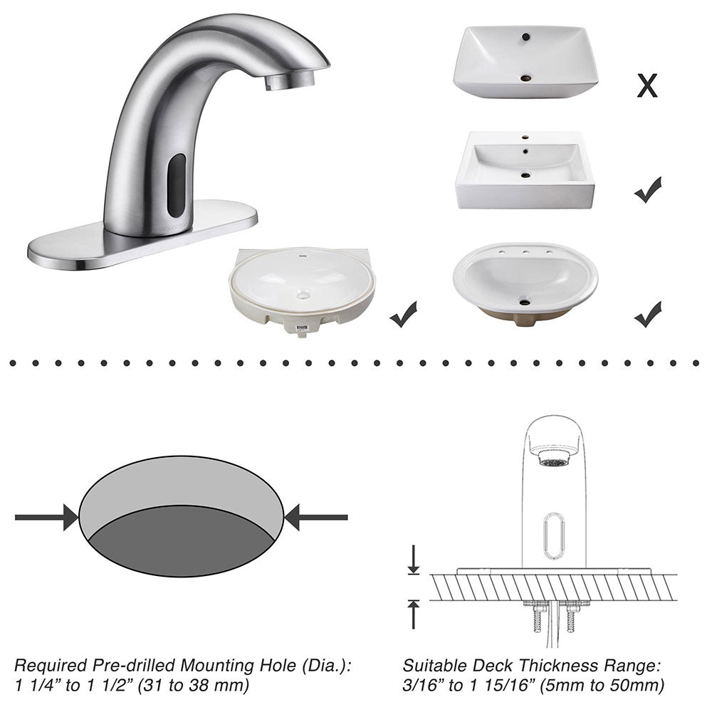 Aquaterior 5 Touchless Bathroom Faucet with Motion Sensor - Hands-Free Automatic Water Faucet for Sink, Ideal for Kitchen & Bathroom Hygiene