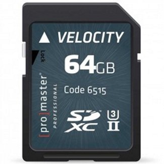 Promaster Velocity 64GB SDXC UHS-I Memory Card - High Speed for DSLR Cameras, 4K Video & Action Cameras - Class 10 U3 V30 for Professional Photography & Videography
