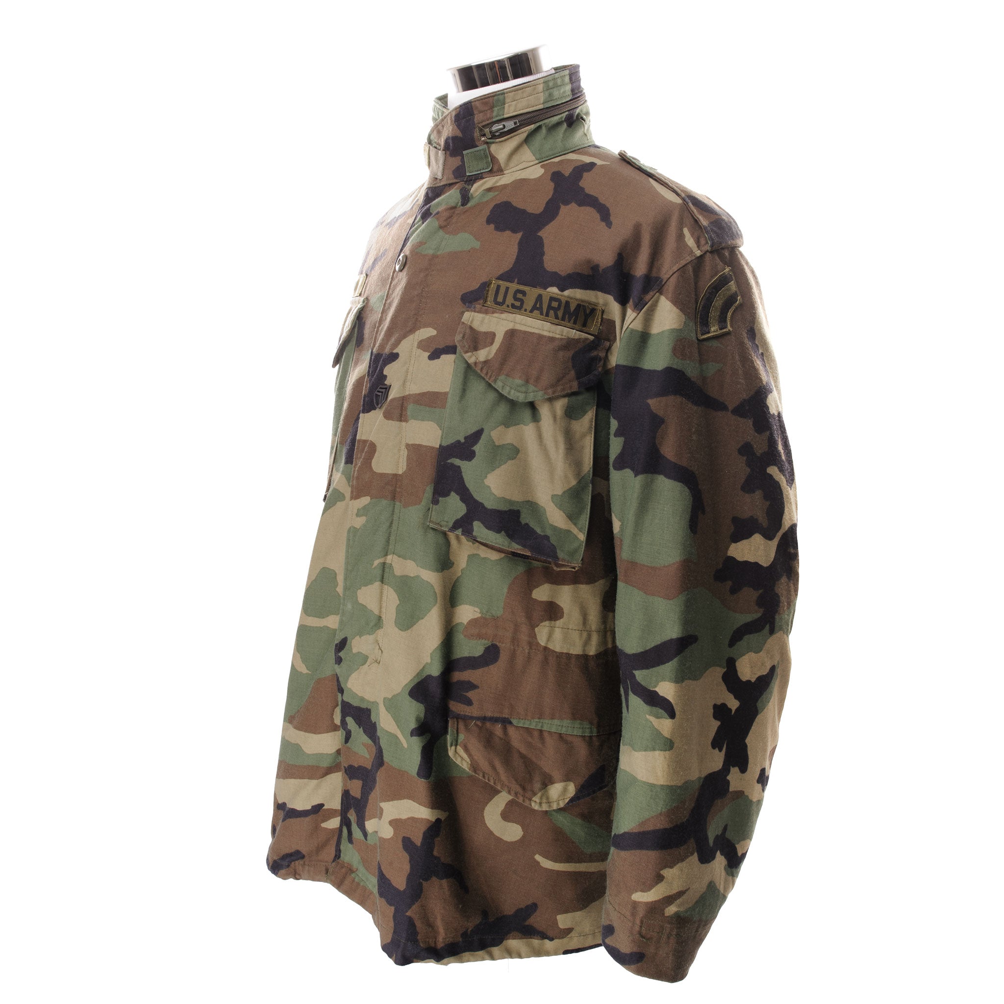 Vintage US Army M-1965 M65 Woodland Camo Field Jacket - 1991 Issue - Size Large Long - Military Surplus Outerwear for Hunting, Hiking & Outdoor Adventures