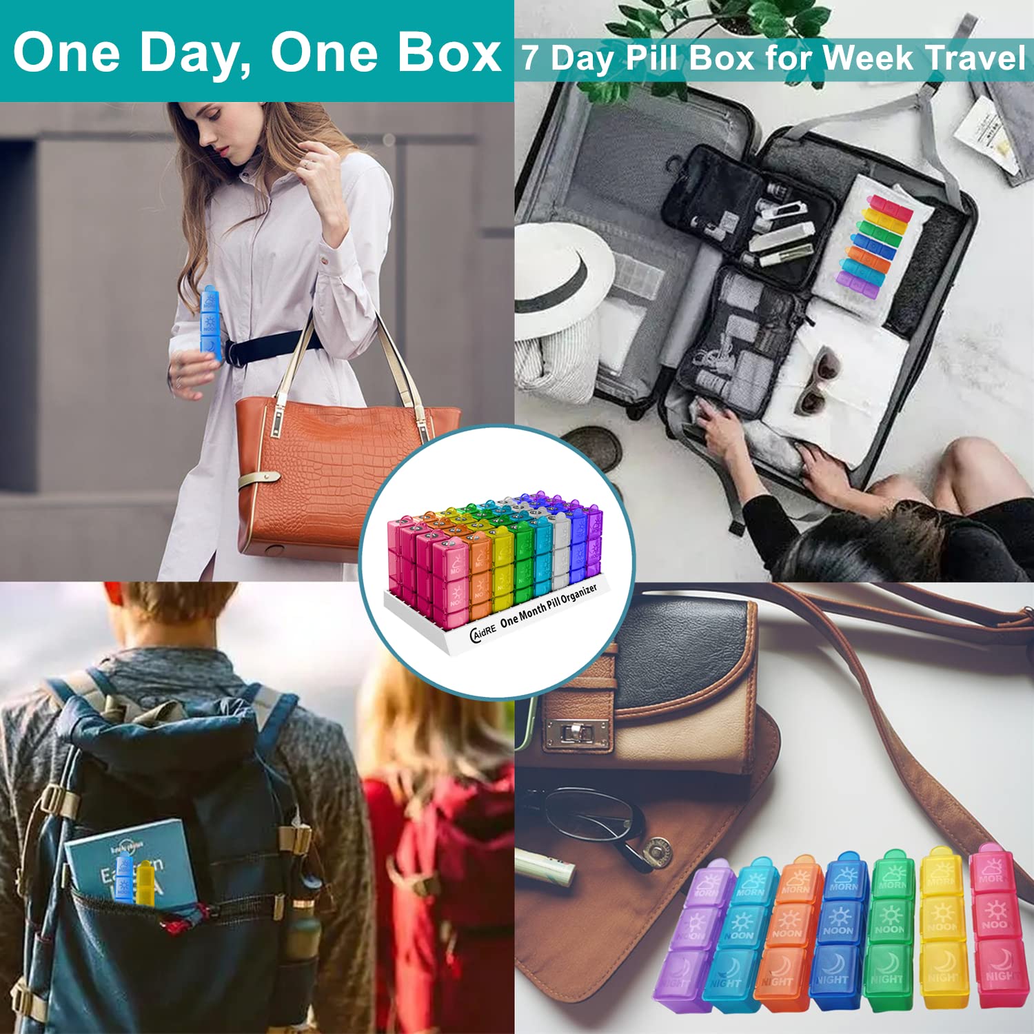 30 Day Monthly Pill Organizer - 3 Times a Day Pill Box for Vitamins, Fish Oil, Supplements & Medications | Perfect for Travel, Home & Daily Medication Management