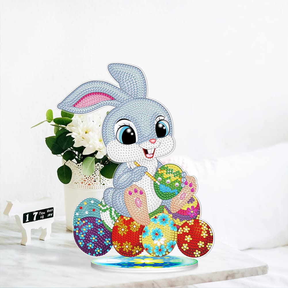SHUWND 5D Diamond Painting Kit - Easter DIY Rabbit Eggs Full Drill Rhinestone Mosaic with Crystals | Paint by Numbers for Adults | Perfect Gift, Home Decor & Tabletop Ornament | Relaxing Craft for Stress Relief & Holiday Decorations