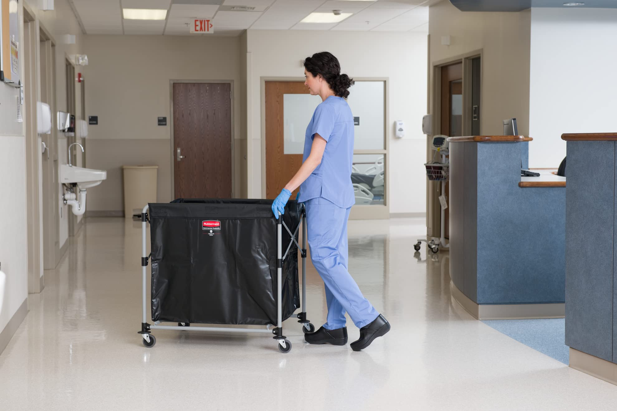 Rubbermaid Commercial Collapsible X Cart - 8 Bushel Steel Laundry Bin with Wheels for Hotel, Nursing Home, College & Home Use - Heavy Duty Utility Cart for Laundry, Supplies & Groceries - Ideal for Commercial & Residential Spaces