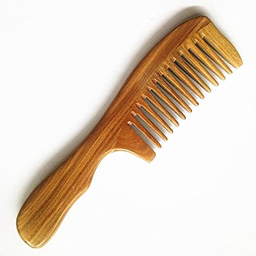 Handmade 100% Natural Sandalwood Hair Comb - Anti-Static, Detangling Wide Tooth Wooden Comb with Sandalwood Scent - Ideal for Thick, Curly Hair & Gentle Scalp Massage (1 Piece)
