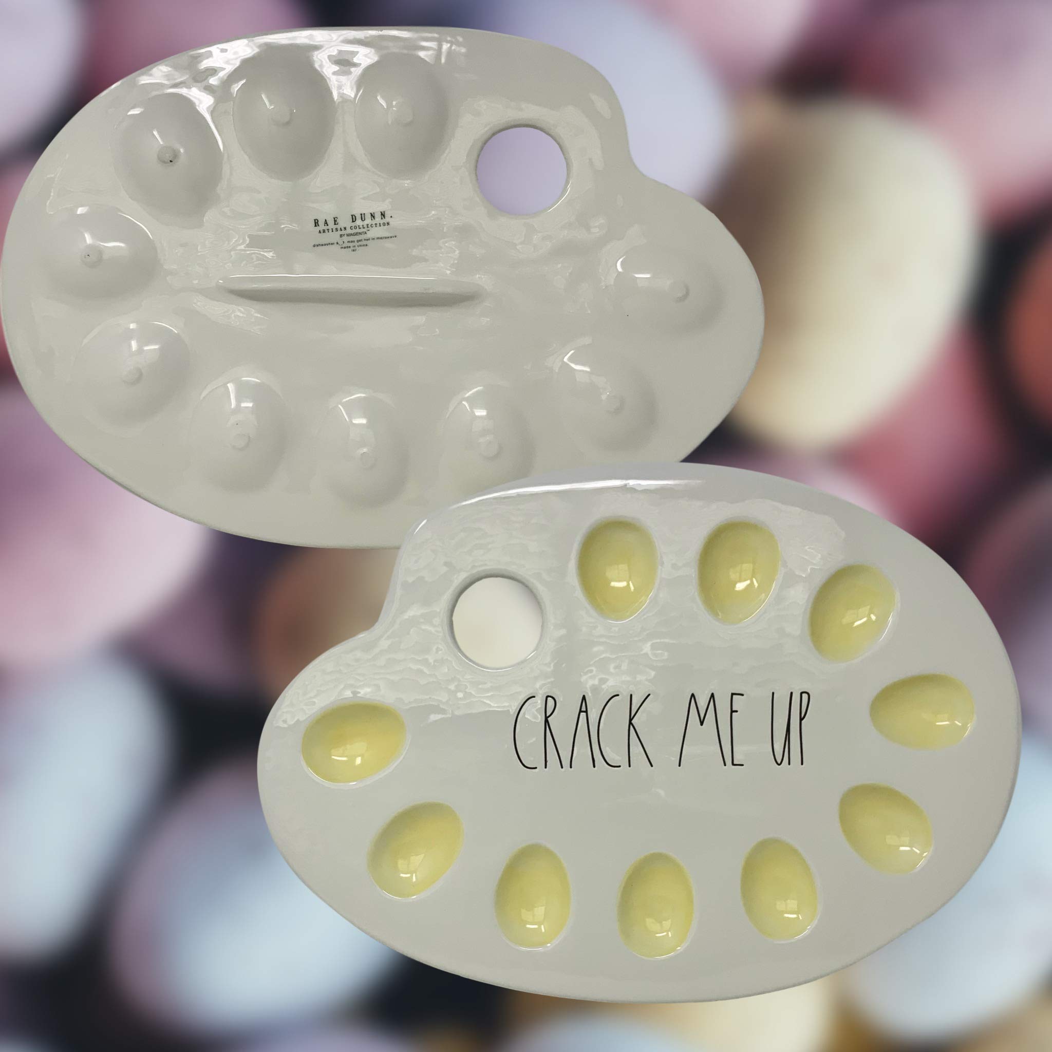 Rae Dunn Easter Deviled Egg Serving Tray - Ceramic Appetizer Platter with 