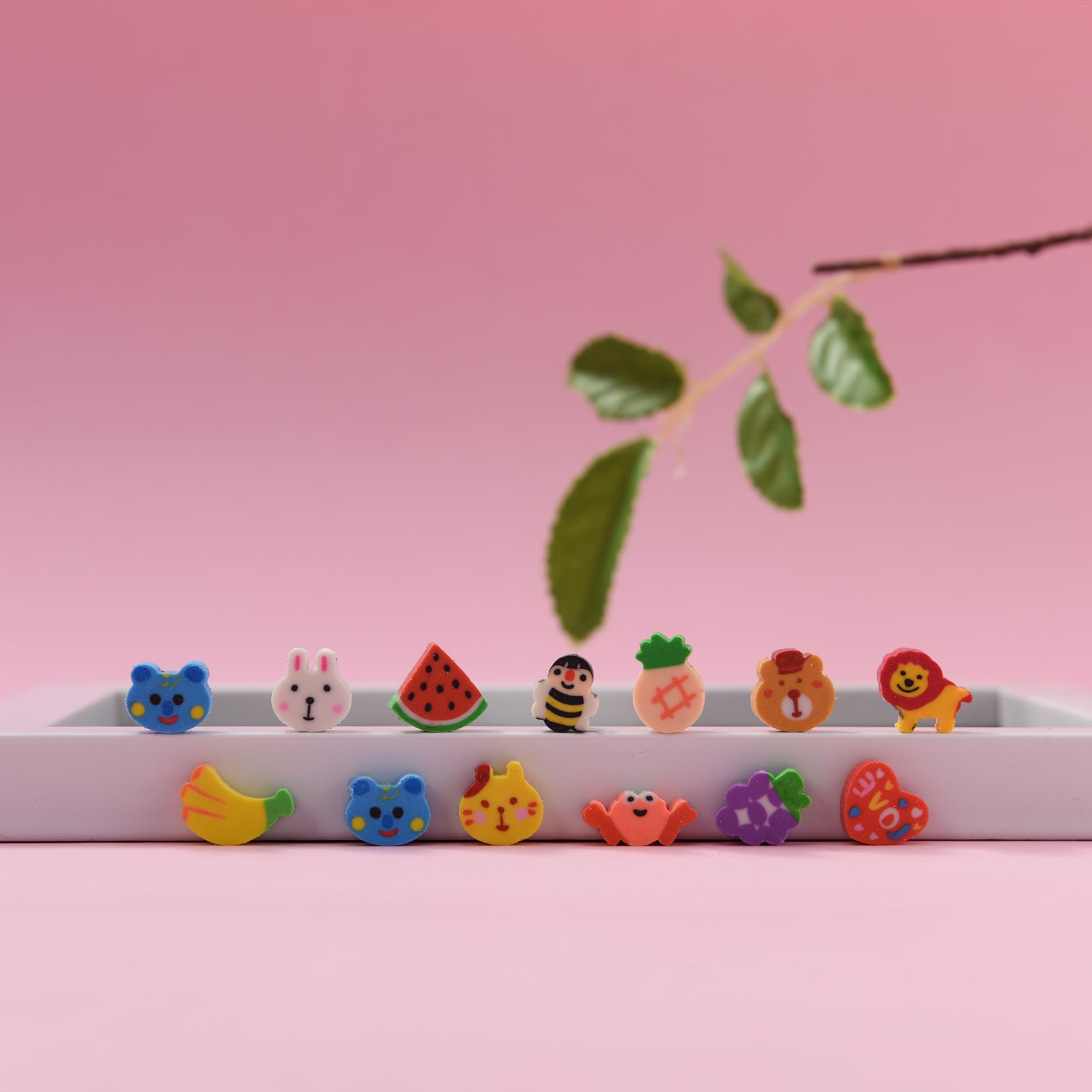 400PCS Mini Fun Cute Fruit & Animal Erasers Bulk for Kids - Perfect for School Supplies, Party Favors, Valentine's Day Gifts & Classroom Rewards - Great for Arts & Crafts, Pencil Toppers & Learning Activities