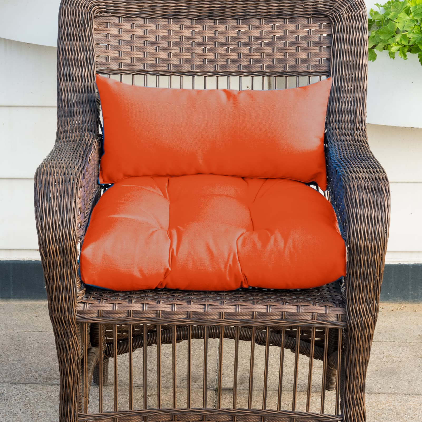 QILLOWAY Outdoor Patio Cushion Set - 5 Piece Wicker Seat Cushions with Loveseat, U-Shape & Lumbar Pillows - Waterproof Furniture Cushions for Patio, Porch, Bench, Settee - Perfect for Outdoor Relaxation & Entertaining (Orange)
