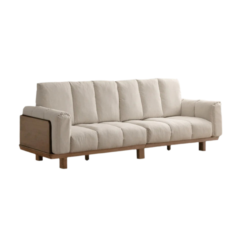 Modern Solid Wood Down Straight Sofa - Black Walnut & Ash Wood Frame - Perfect for Living Room, Lounge, or Office Comfort