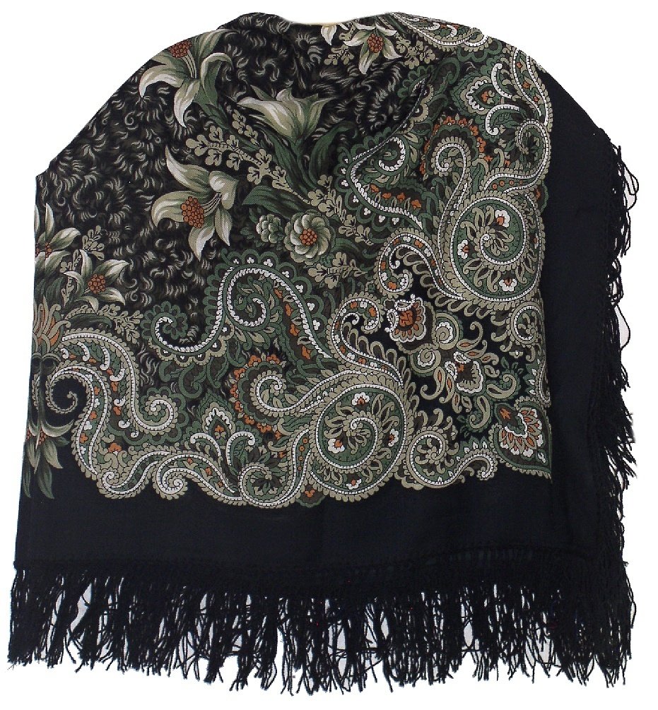 Authentic Russian Pavlovoposadskiy Wool Shawl for Women - 50x50