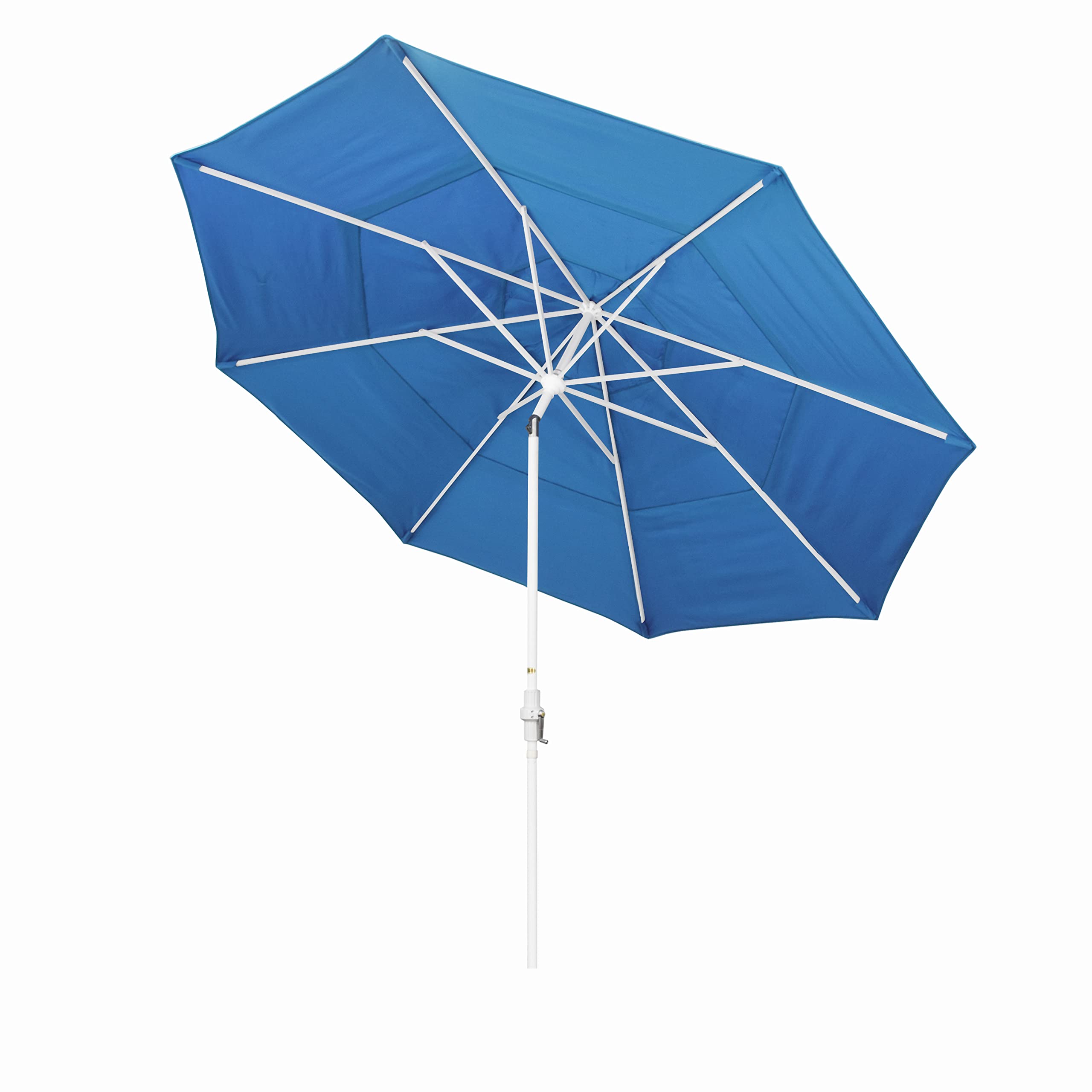 11' Aluminum Market Umbrella with Crank Lift & Tilt - White Pole for Patio & Outdoor Dining