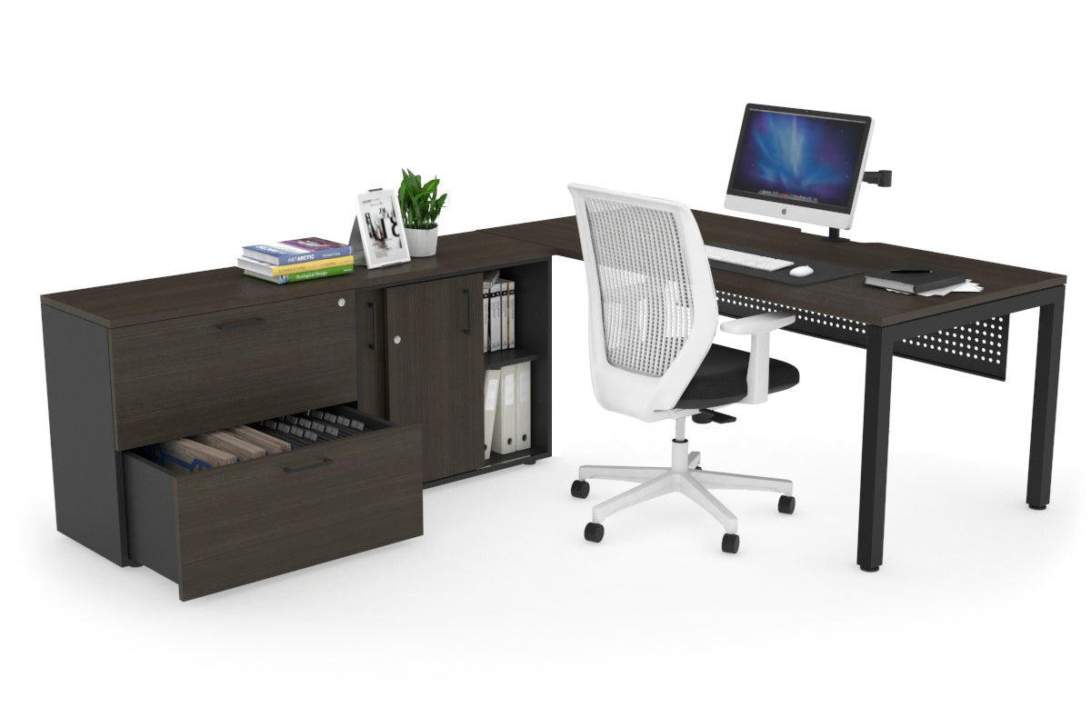 Quadro Square Executive Standing Desk Black Frame [1800L x 800W with Cable Management] - Perfect for Home Office & Modern Workspace Setup