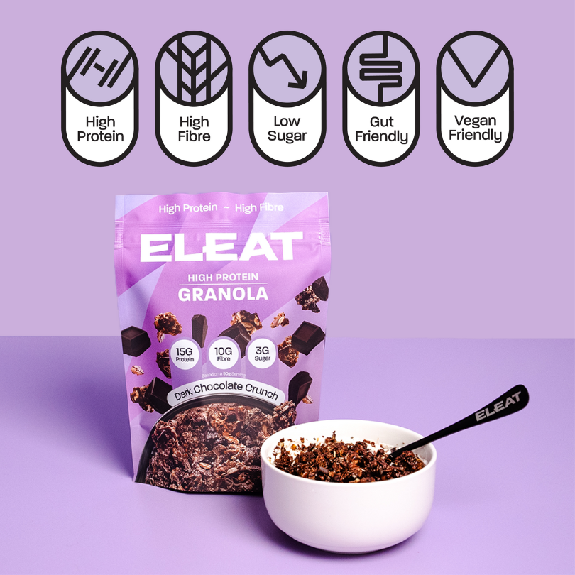 Eleat High Protein Granola - 15g Protein per Serving, Low Sugar, High Fiber, Keto & Vegan Friendly Breakfast Cereal - Perfect for Healthy Morning Meals, Post-Workout Snacks and On-the-Go Nutrition