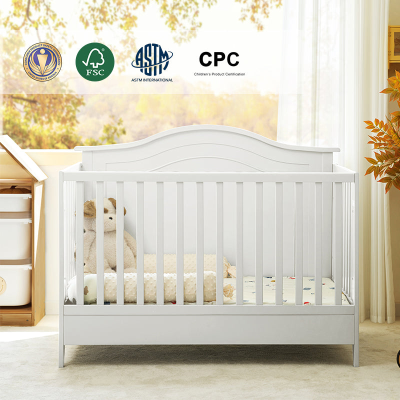 Fabiana Vintage Baby 5-in-1 Convertible Crib - Nursery Furniture for Newborn to Toddler | Safe & Stylish Wooden Crib with Adjustable Height for Daycare, Bedroom & Nursery Decor