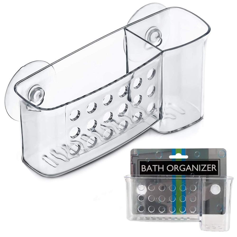 Clear Shower Caddy with Suction Cups - Bathroom Organizer for Soap, Shampoo & Toiletries | Space-Saving Bath Storage Basket for Showers, Bathtubs & Vanities
