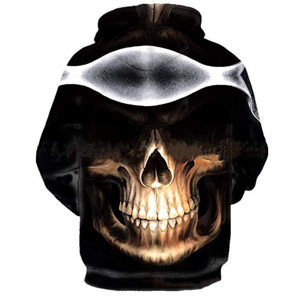 Men's Skull Pattern 3D Print Hoodie - Fashion Graphic Pullover Sweatshirt for Casual Streetwear | Perfect for Halloween, Concerts & Urban Style