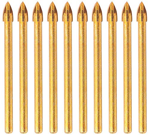 10Pcs 4mm Tungsten Carbide Tile Drill Bit Set - Cross Spear Head for Glass, Ceramic & Porcelain - Perfect for Bathroom Renovation, DIY Projects & Home Improvement