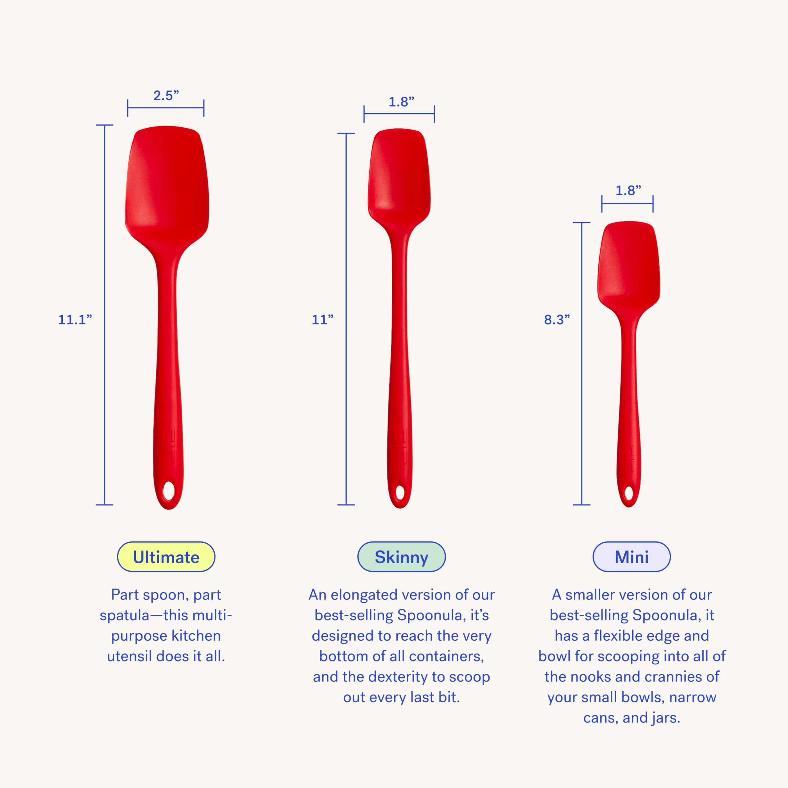 Get It Right Red Skinny Silicone Spoonula - 11