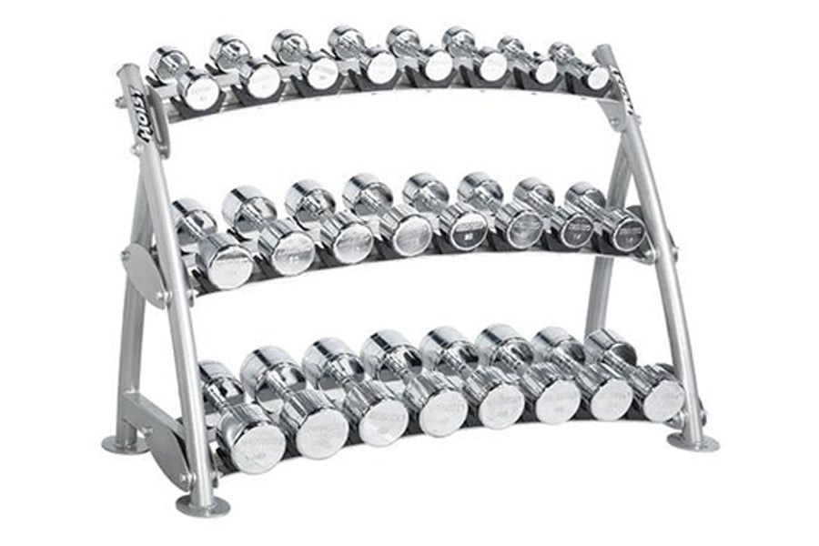 Hoist 12-Pair Saddle Beauty Bell Dumbbell Rack (CF 3462 3) - Heavy Duty Dumbbell Storage for Home Gym & Fitness Studio