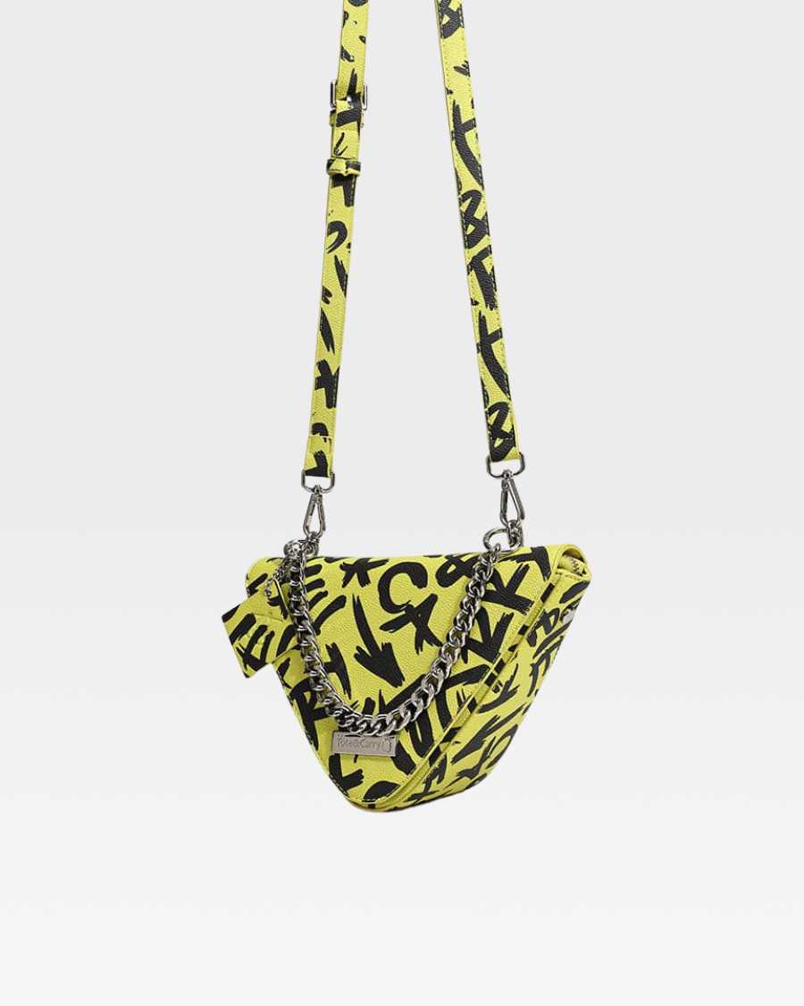 Trendy Yellow Graffiti Shoulder Bag for Women & Men - Stylish Crossbody Purse for Streetwear, Travel & Daily Use