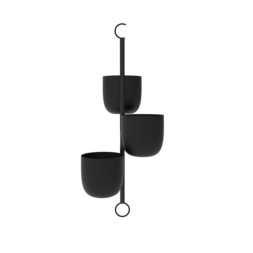 Boho Hanging Planter Basket - Metal Plant Hanger with Hook, Nordic Iron Flower Pot for Indoor Plants, Home Decor - Perfect for Living Room, Bedroom, Balcony & Patio (Black)