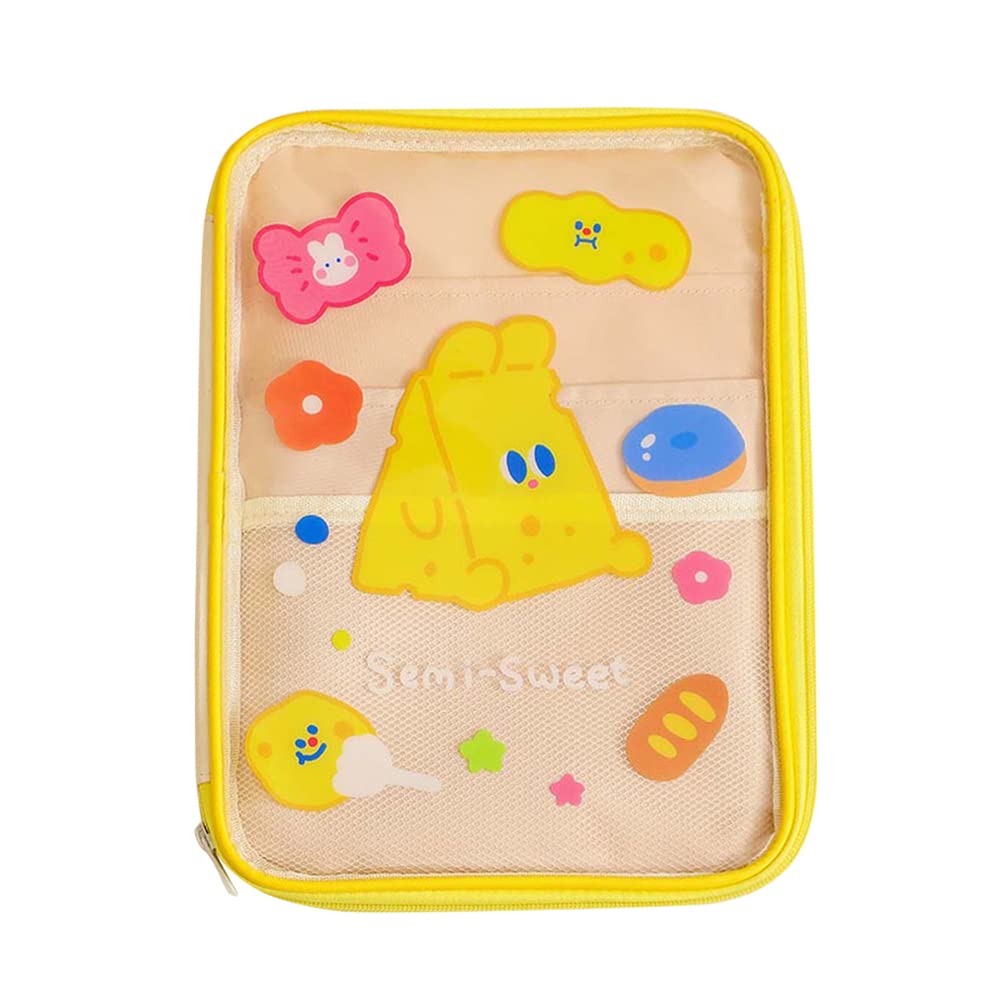 AIZHIYI Clear PVC Tablet Case - Cartoon Laptop Pouch for iPad Pro/Air/Mini Storage Bags (Yellow) - Perfect for School, Office & Travel Accessories
