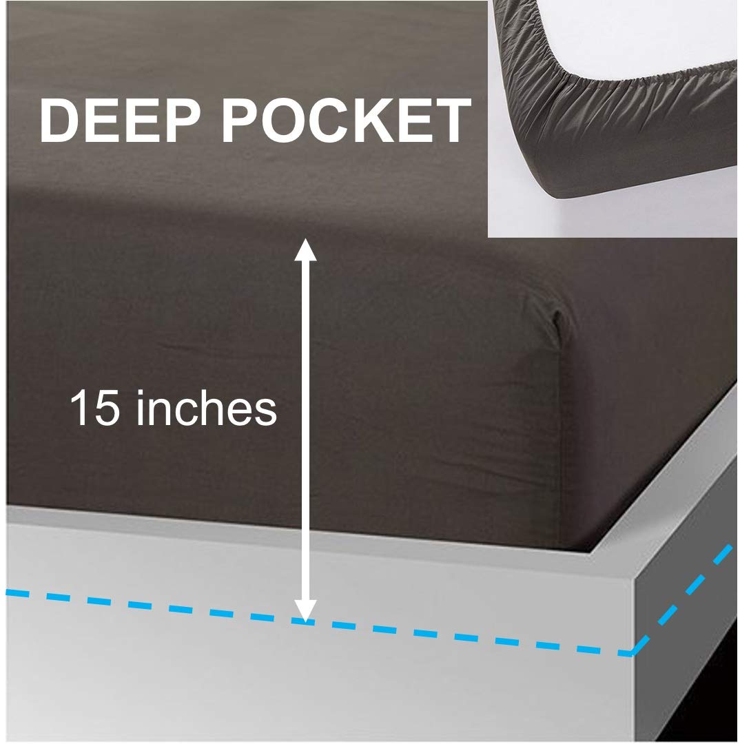 Premium California King Sheets Set - Ultra Soft Brushed Microfiber 4-Piece Bedding with 14