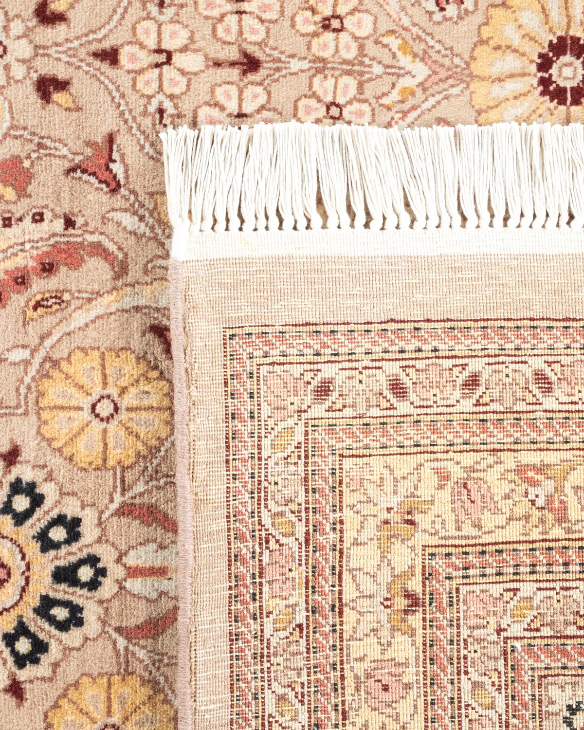 Handmade Wool Oriental Mogul Beige 6x9 Area Rug - Traditional Hand-Knotted One-of-a-Kind Solo Rugs for Living Room, Bedroom & Home Decor